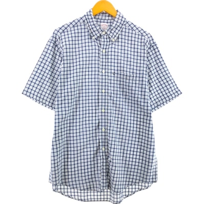 古着 ブルックスブラザーズ Brooks Brothers 346 半袖 ボタンダウン チェックシャツ メンズL相当/eaa549718