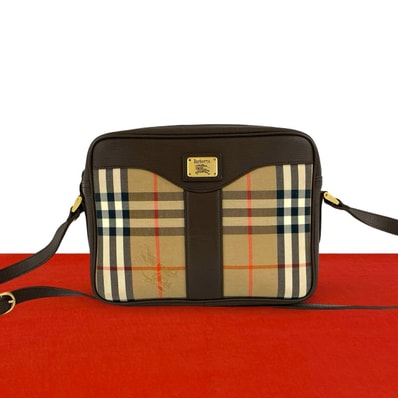 BURBERRY バーバリー ロゴ ノバチェック シャドーホース キャンバス レザー ショルダーバッグ ベージュ
21338