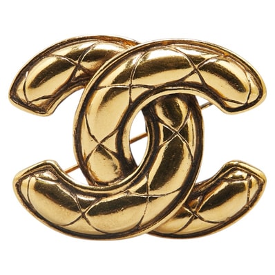 シャネル ココマーク マトラッセ ブローチ ゴールド メッキ レディース CHANEL 【中古】
