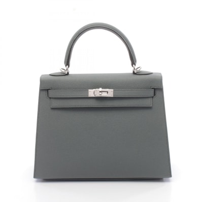 エルメス HERMES ケリー25 ハンドバッグ バッグ レザー ヴォーエプソン ヴェールアマンド D刻印(2019年製造) レディース グリーン系 【中古】