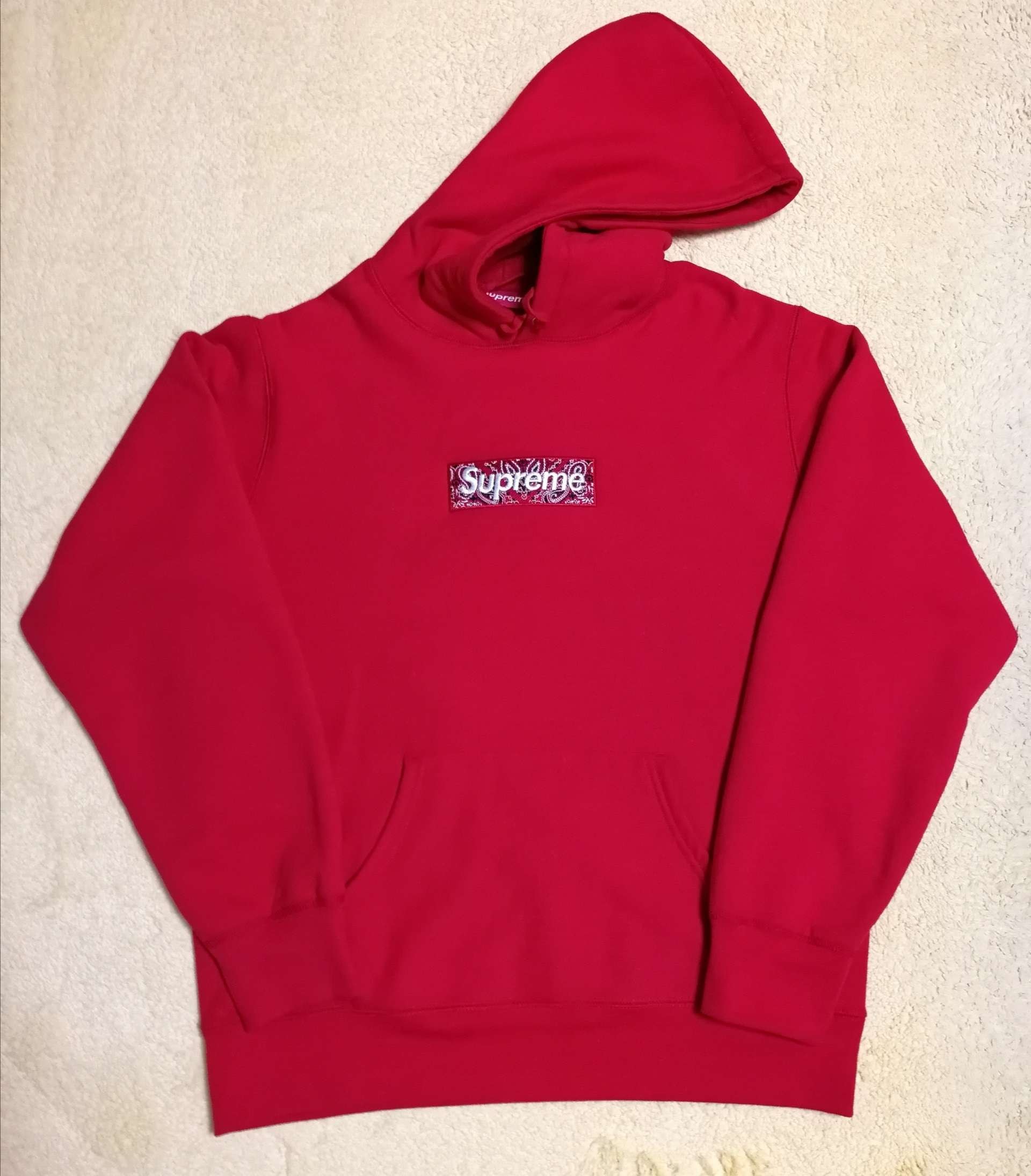 Supreme Bandana Box Logo Hooded Sweatshirt "Red"