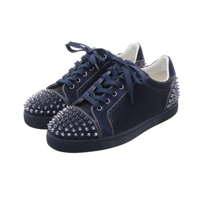 クリスチャンルブタン Christian Louboutin SEAVASTE 2 スパイクスタッズ スニーカー 靴 スウェード メンズ ネイビー系 【中古】