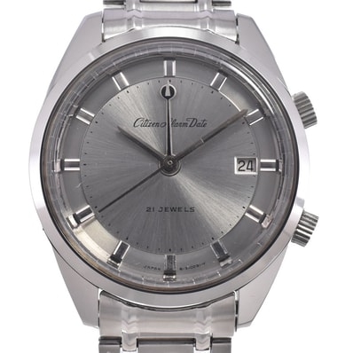 シチズン CITIZEN 4-310063 アラームデイト シルバー 手巻き メンズ 腕時計 N#150807