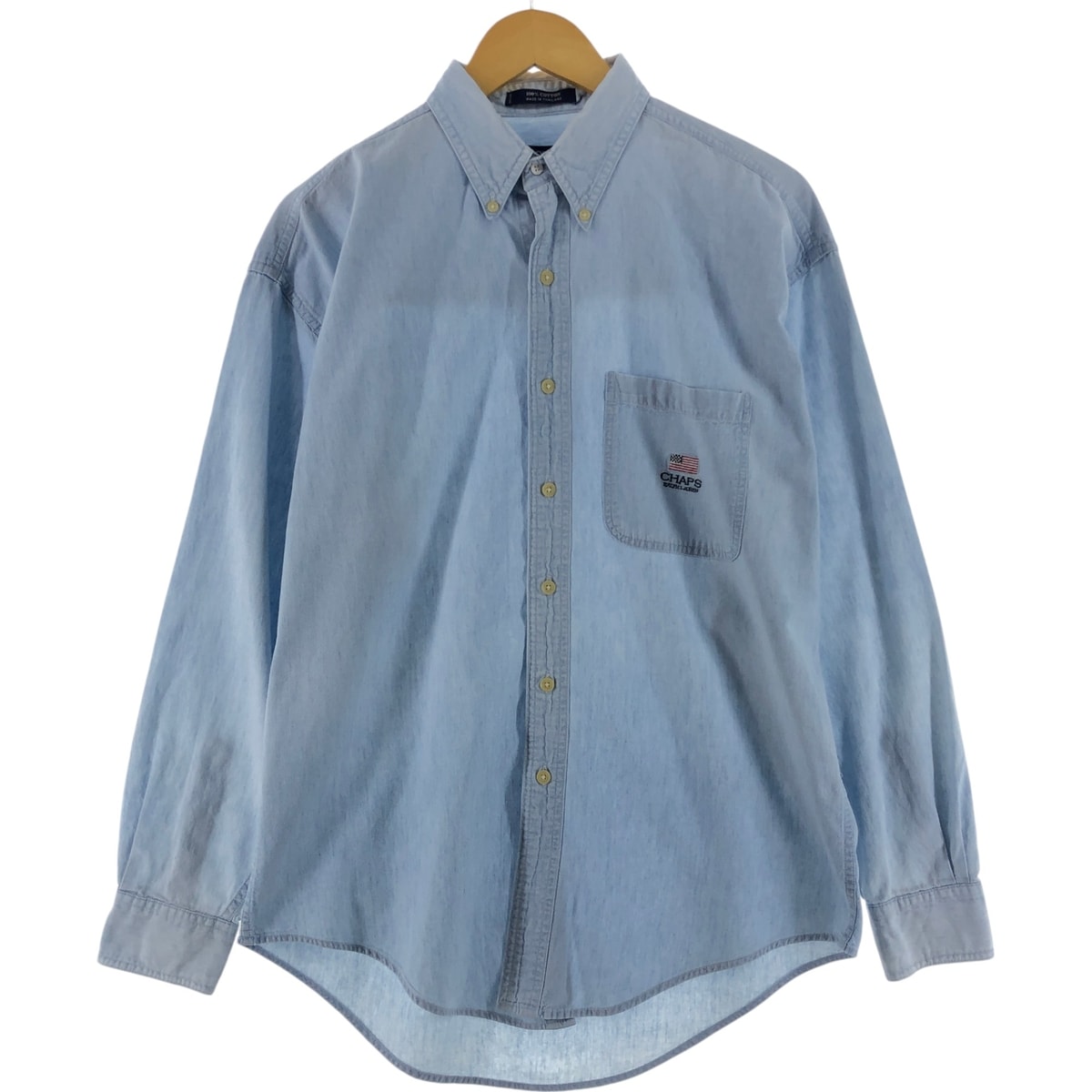 古着 90年代 ラルフローレン Ralph Lauren CHAPS チャップス 長袖 ボタンダウン シャンブレーシャツ メンズM相当 ヴィンテージ/eaa528614