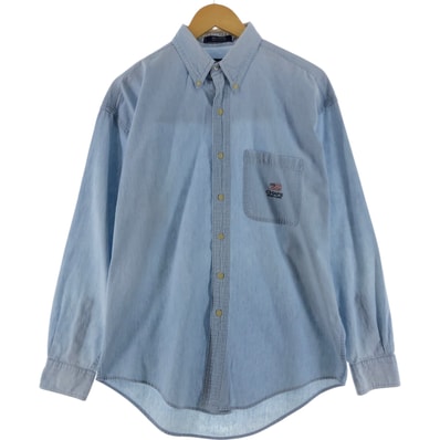 古着 90年代 ラルフローレン Ralph Lauren CHAPS チャップス 長袖 ボタンダウン シャンブレーシャツ メンズM相当 ヴィンテージ/eaa528614