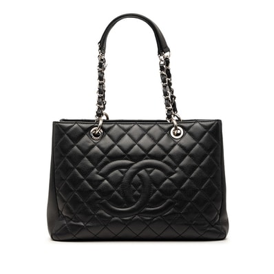 シャネル マトラッセ ココマーク チェーントートバッグ ハンドバッグ ブラック キャビアスキン レディース CHANEL 【中古】