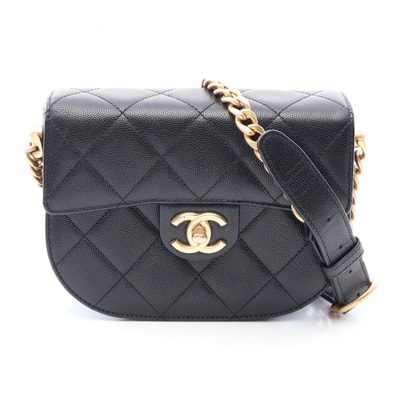 シャネル CHANEL マトラッセ ショルダーバッグ バッグ キャビアスキン(グレインドカーフ) レディース ブラック系 【中古】