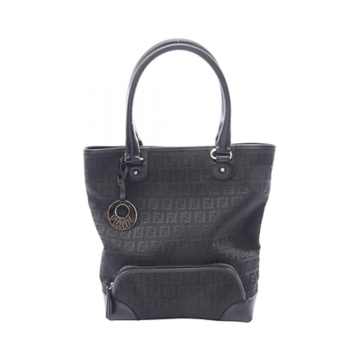 フェンディ FENDI ズッキーノ トートバッグ バッグ キャンバス レザー レディース ブラック系 8BH139 【中古】