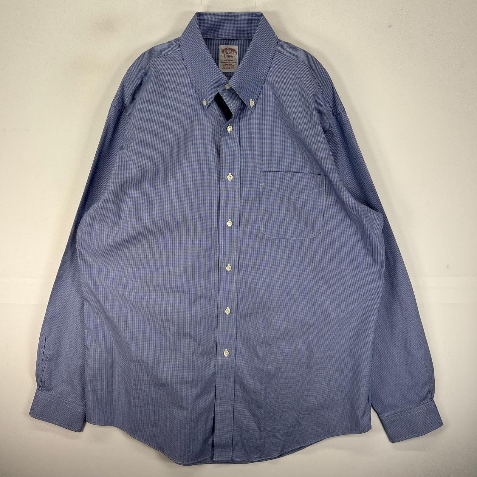 古着 ブルックスブラザーズ Brooks Brothers 長袖シャツ ボタンダウン 胸ポケット L  ブルー系 チェック メンズ