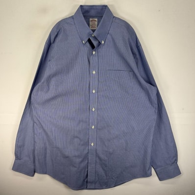 古着 ブルックスブラザーズ Brooks Brothers 長袖シャツ ボタンダウン 胸ポケット L ブルー系 チェック メンズ