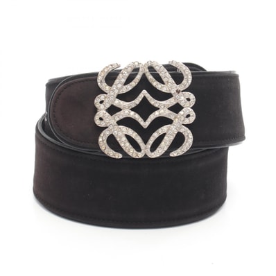 ロエベ LOEWE アナグラム ベルト 衣料品 スウェード レディース ブラック系 【中古】