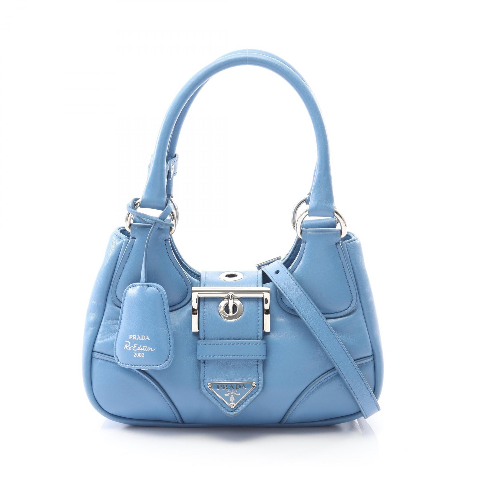 プラダ PRADA MOON ハンドバッグ バッグ レザー レディース ブルー系 1BA381 【中古】