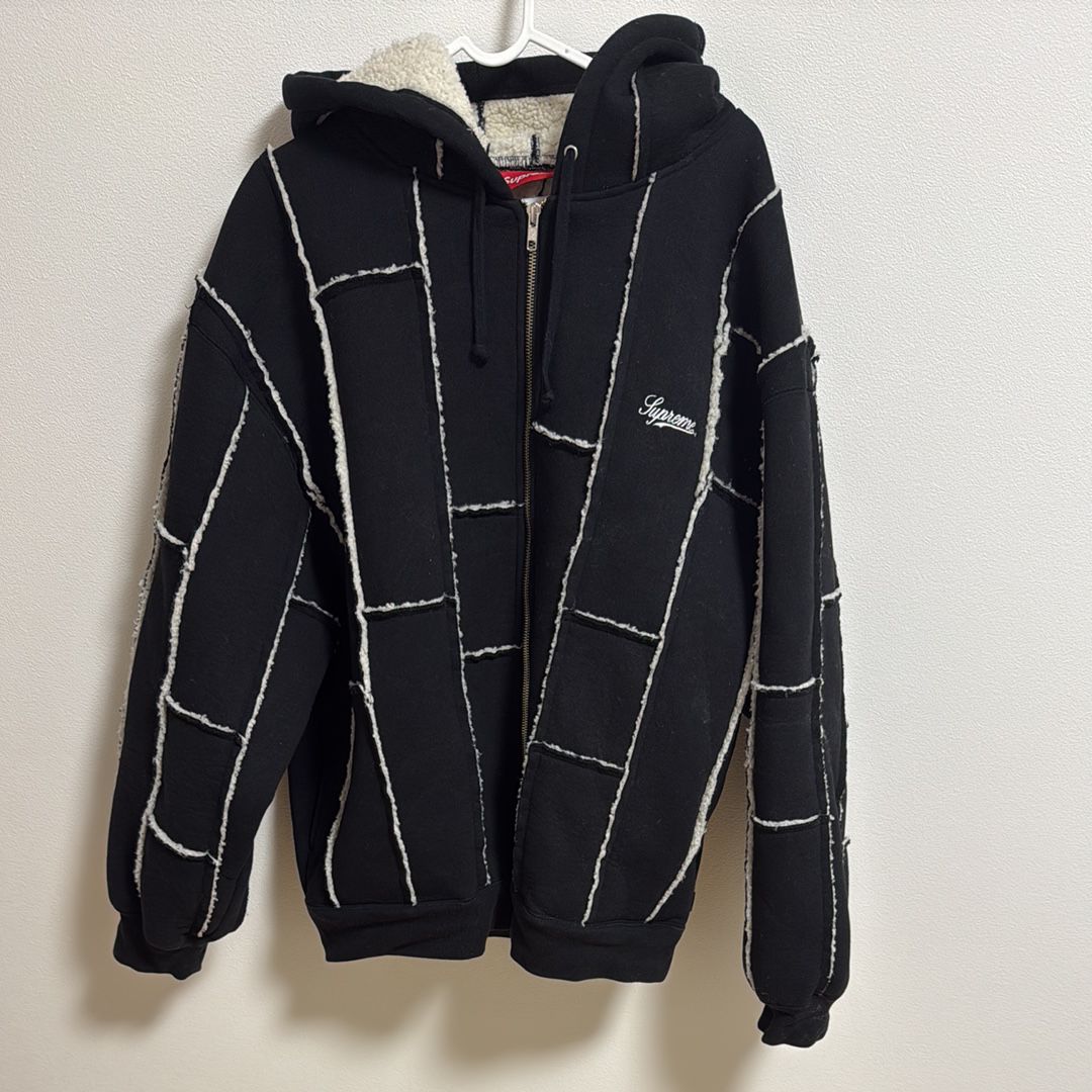 Supreme Faux Shearling Zip Up Hooded Sweatshirt "Black"