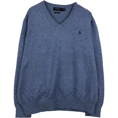 古着 ラルフローレン Ralph Lauren POLO RALPH LAUREN Vネック ピマコットンニットセーター メンズL相当/eaa637202