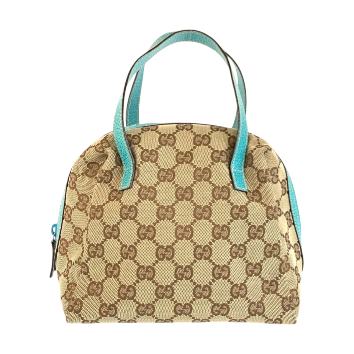 美品 GUCCI グッチ ベージュ グリーン GGキャンバス レザー/ ハンドバッグ バニティバッグ 601281 【中古】
