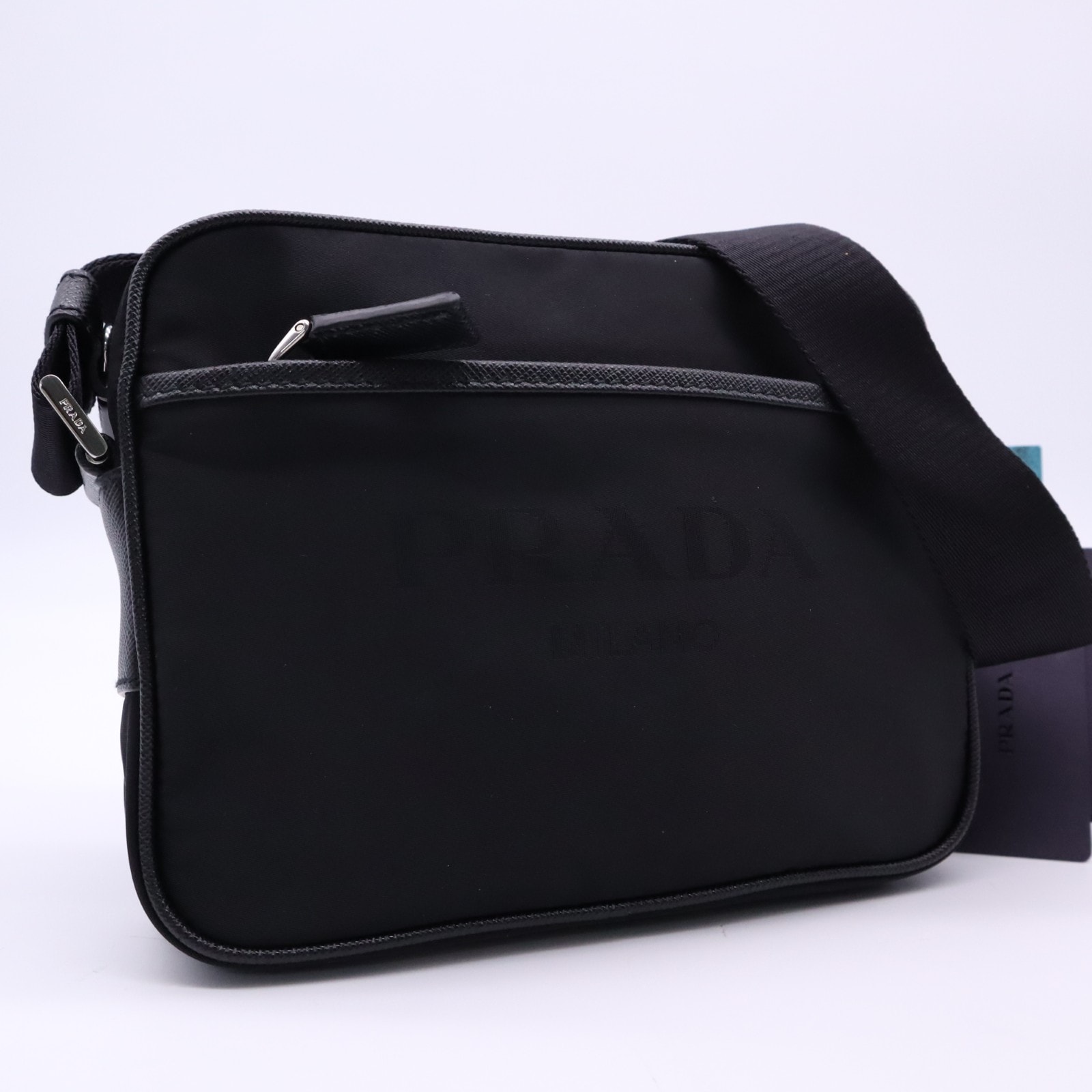 未使用 PRADA プラダ テスート サフィアーノ ナイロン ショルダーバッグ NERO 2VH144 ショルダーバッグ ブラック ナイロン メンズ