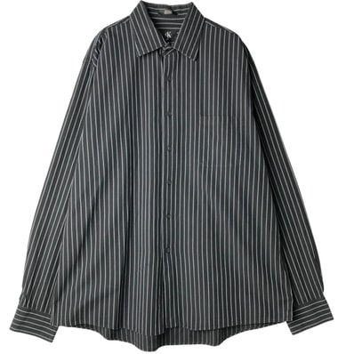 古着 90~00年代 カルバンクライン Calvin klein 長袖 コットンストライプシャツ 中国製 メンズXL相当 ヴィンテージ/eaa609181