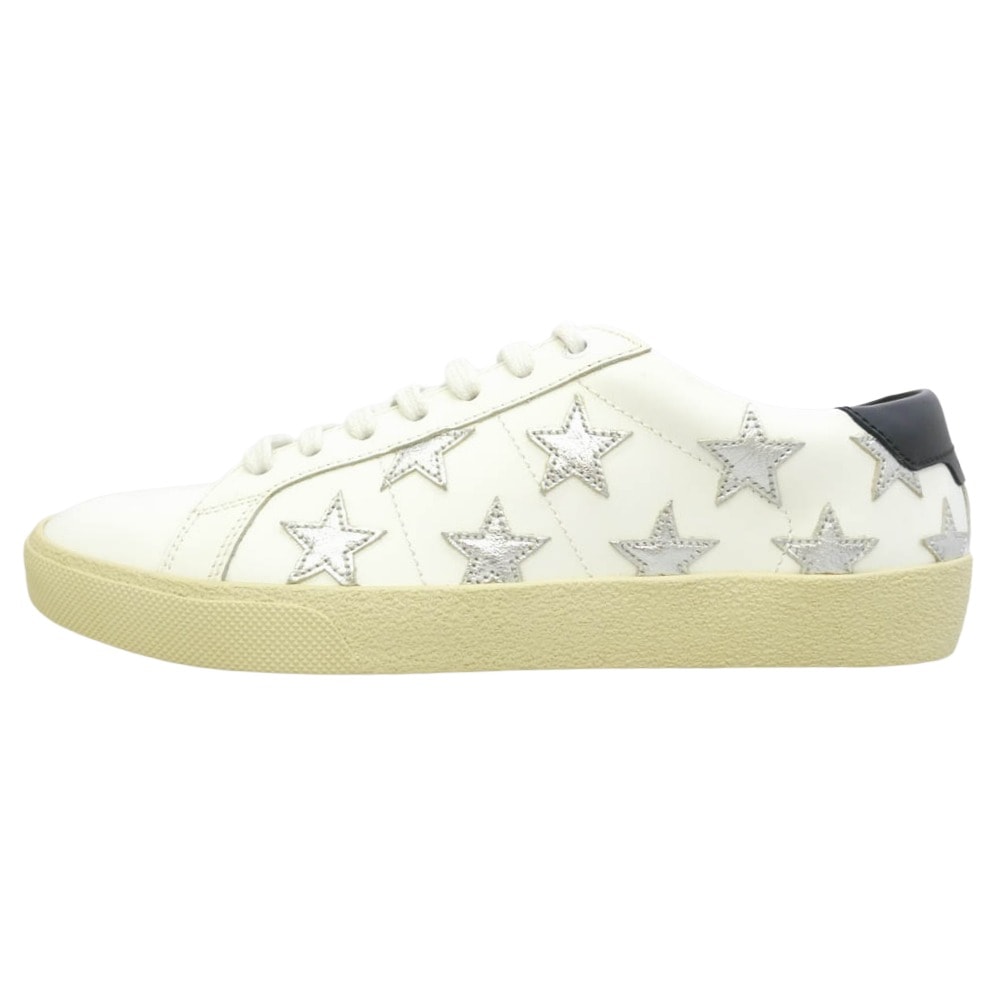 SAINT LAURENT サンローラン 421572 Court Classic Star レザー スターデザイン 星柄 ローカット スニーカー ホワイト系 41【新古品】【未使用】【中古】