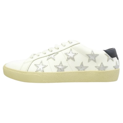 SAINT LAURENT サンローラン 421572 Court Classic Star レザー スターデザイン 星柄 ローカット スニーカー ホワイト系 41【新古品】【未使用】【中古】