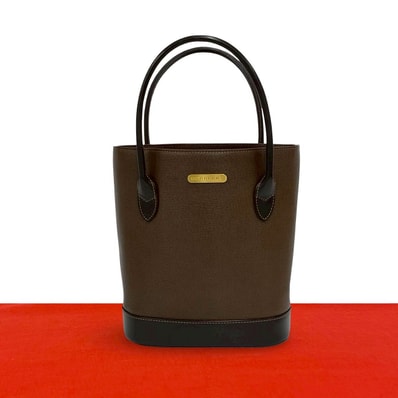 BURBERRY バーバリー ノバチェック 柄 ロゴ 金具 レザー ハンドバッグ ブラウン
15193