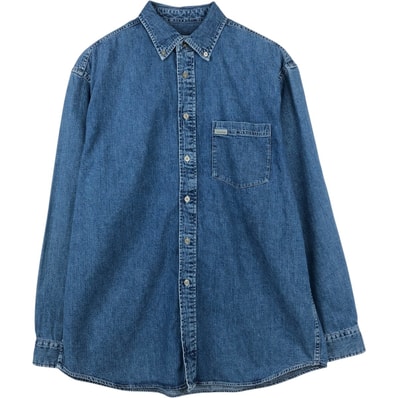 古着 90~00年代 カルバンクライン Calvin klein JEANS 長袖 ボタンダウンデニムシャツ メンズM相当 ヴィンテージ/eaa646667