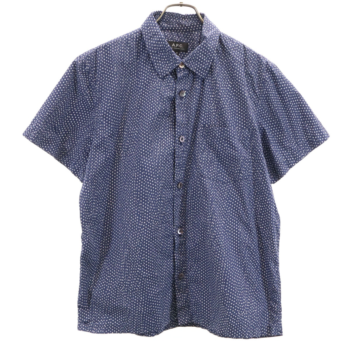 A.P.C. アーペーセー 総柄 半袖 シャツ M ネイビー