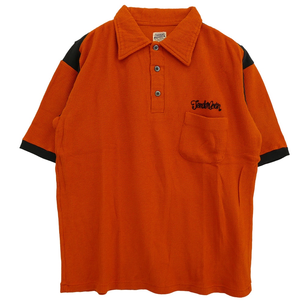 TENDERLOIN テンダーロイン ポロシャツ T-POLO SHT ロゴ チェーンステッチ ロゴ 半袖 ポロ ボーリンフ シャツ オレンジ オレンジ系 M【美品】【中古】