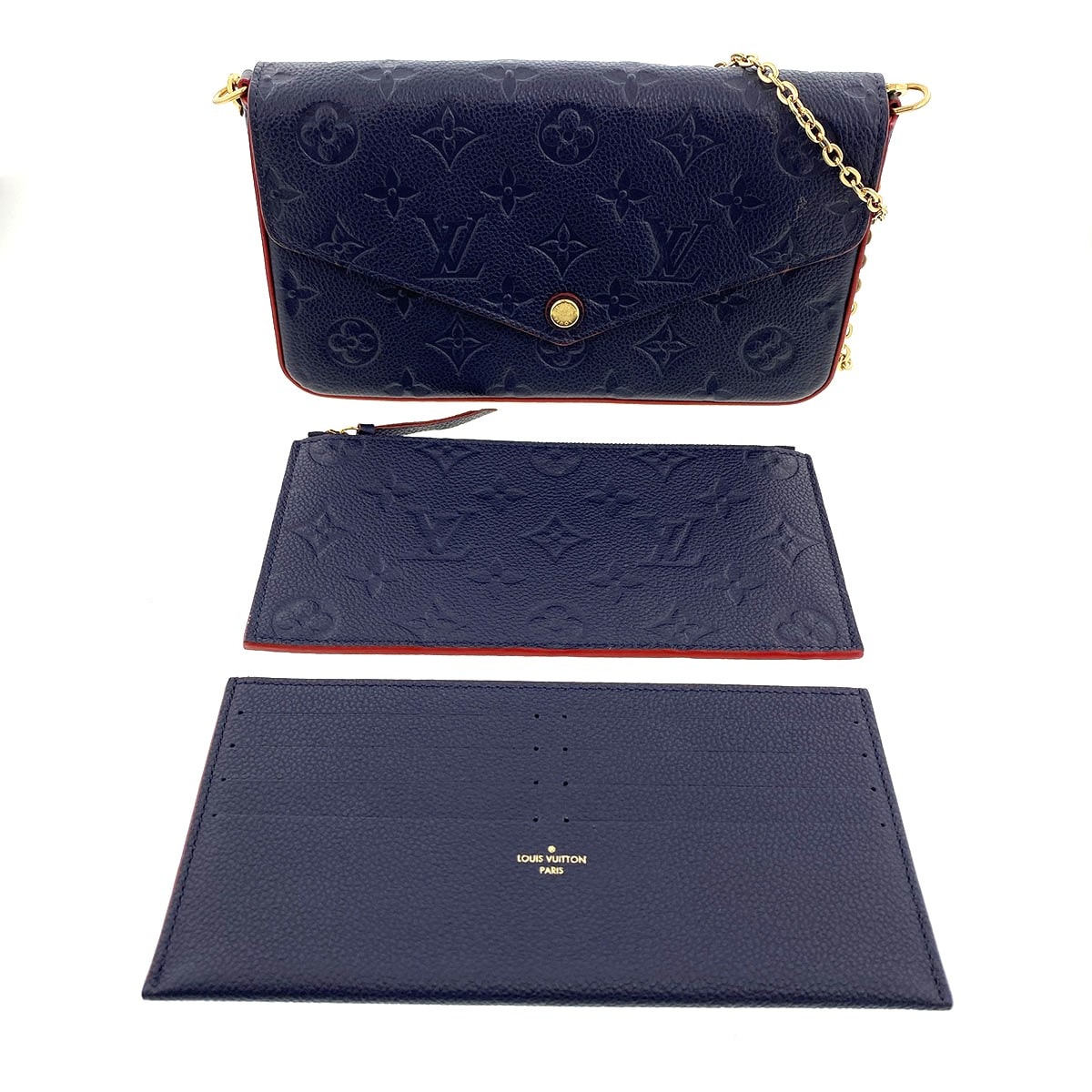 LOUIS VUITTON ルイ・ヴィトン ポシェット フェリシー 長財布 M64099 モノグラムアンプラント ネイビー  レディース【中古】