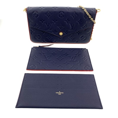 LOUIS VUITTON ルイ・ヴィトン ポシェット フェリシー 長財布 M64099 モノグラムアンプラント ネイビー レディース【中古】
