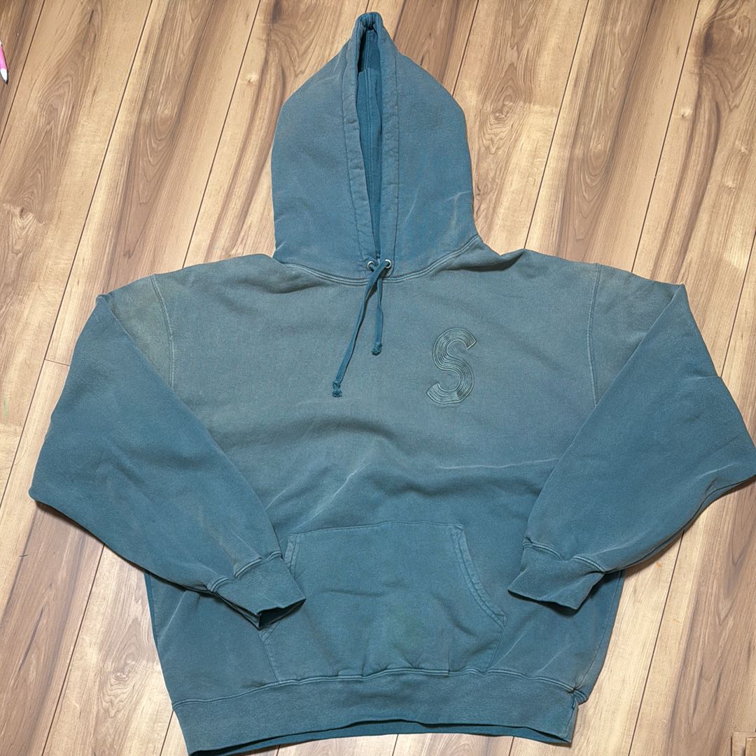 Supreme Overdyed S Logo Hooded Sweatshirt "Teal"