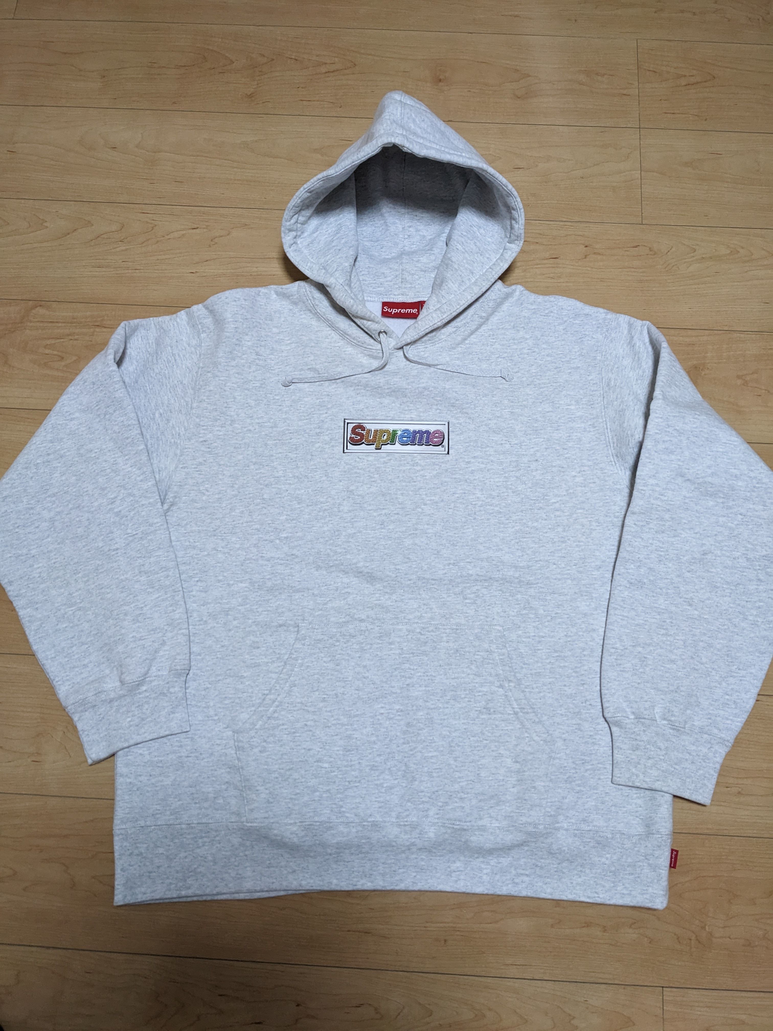 Supreme Bling Box Logo Hooded Sweatshirt "Ash Grey"