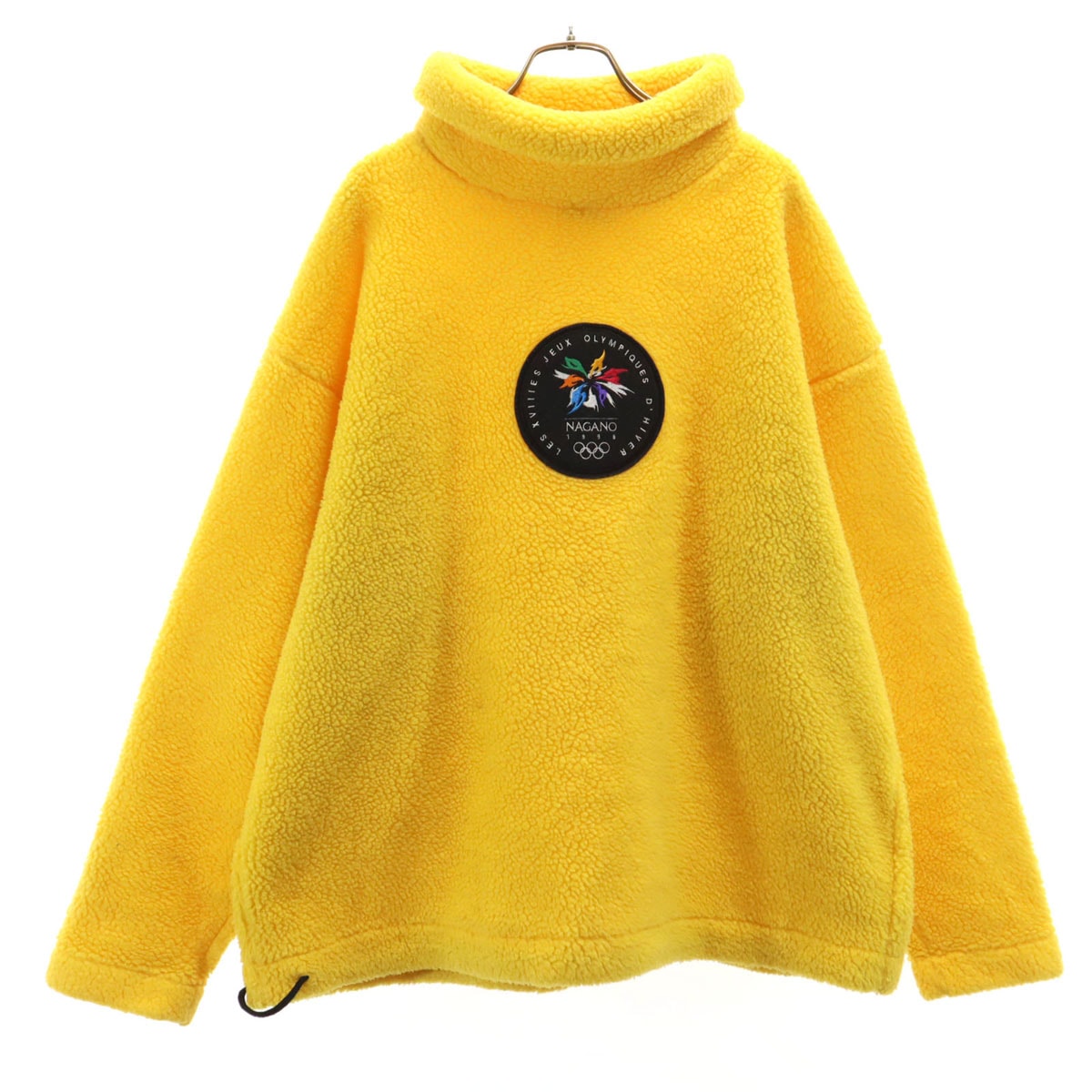 Mizuno ミズノ 90s 日本製 オールド NAGANO OLYMPIQUES 1998 ボア フリースジャケット F イエロー プルオーバー