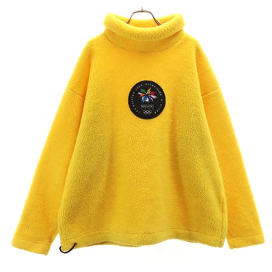 Mizuno ミズノ 90s 日本製 オールド NAGANO OLYMPIQUES 1998 ボア フリースジャケット F イエロー プルオーバー