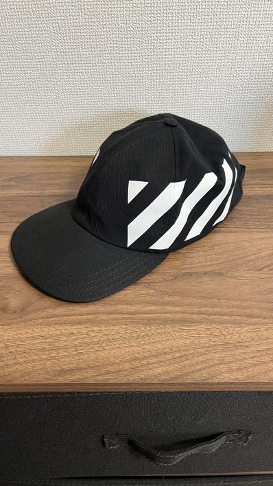 OFF-WHITE Striped Diag Canvas Hat "Black"