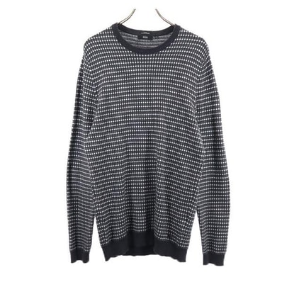HUGO BOSS ヒューゴボス カシミヤブレンド 長袖 セーター M ブラック×ホワイト ニット