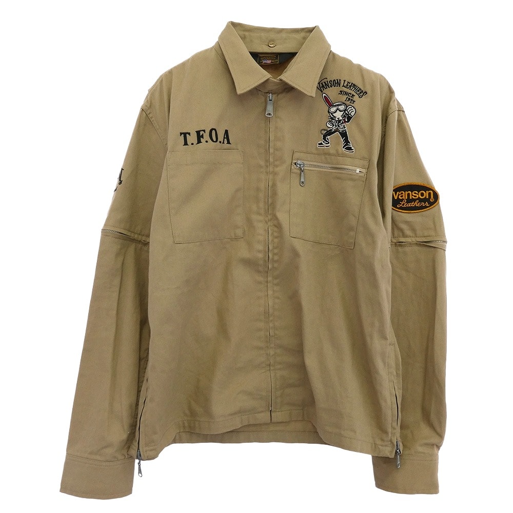 VANSON バンソン ジャケット T.F.O.A デスラビット ブルゾン 2WAY ジャケット ベージュ系 ベージュ系 XL【中古】