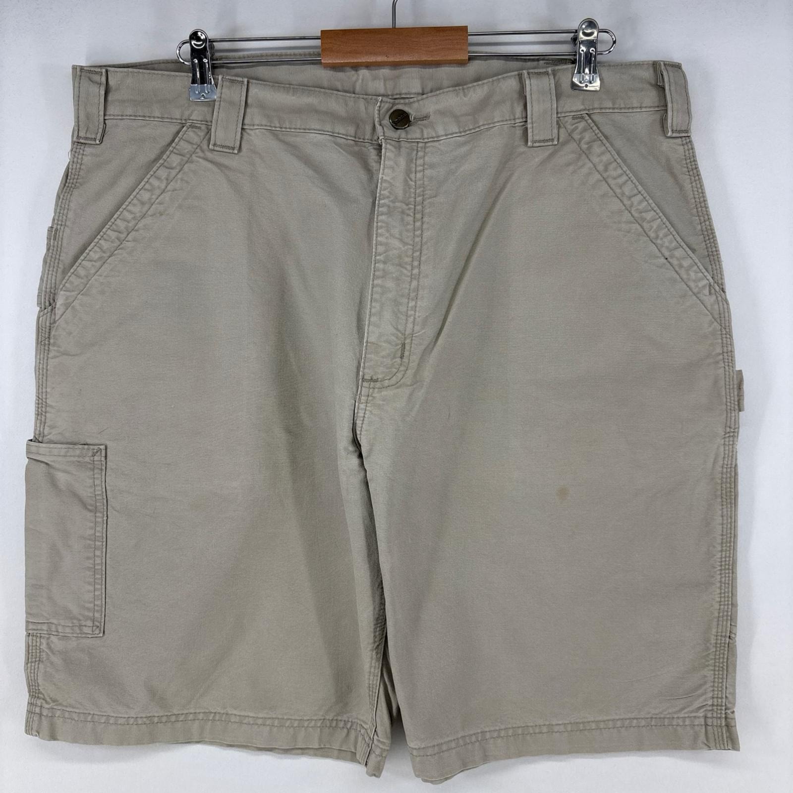 古着 カーハート Carhartt ダック ショートパンツ ワーク ジップ ペインター ワンポイントロゴ ハーフ大きいサイズ w40  ベージュ メンズ