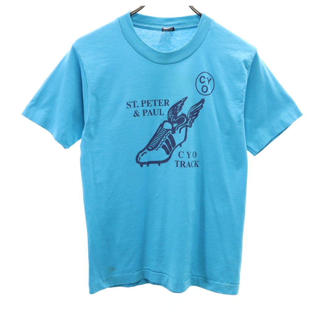 FRUIT OF THE LOOM フルーツオブザルーム 90s USA製 半袖 シングルステッチ オールド Tシャツ 14-16 水色 BEST