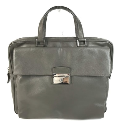 プラダ PRADA ビジネスバッグ カバン 書類バッグ トートバッグ ブリーフケース ハンドバッグ サフィアーノレザ- グレー