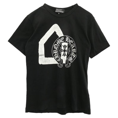 CHROME HEARTS クロムハーツ(原本無) Tシャツ ZI-T002 Dover Street Market ドーバーストリートマーケット ホースシューロゴ 半袖 Tシャツ ブラック系 L【中古】