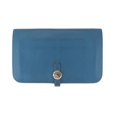 HERMES エルメス ドゴン GM ブルージーン ブルー シルバー金具 トゴ 長財布 ロングウォレット T刻印 601794 【中古】