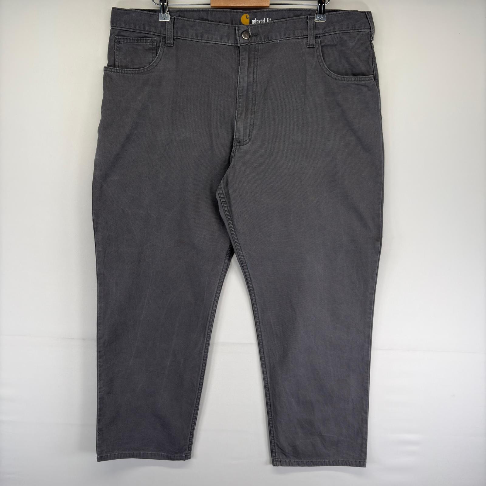 古着 カーハート Carhartt ダック パンツ ストレート ジップ ワークパンツ 大きいサイズ ツールポケット w42 L30  グレー系 メンズ