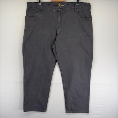 古着 カーハート Carhartt ダック パンツ ストレート ジップ ワークパンツ 大きいサイズ ツールポケット w42 L30 グレー系 メンズ