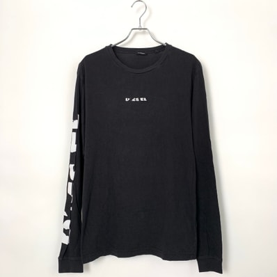 DIESEL LOGO PRINT L/S TEE Black