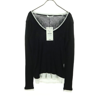 未使用 ZARA ザラ 長袖 薄手 ニット セーター M ブラック