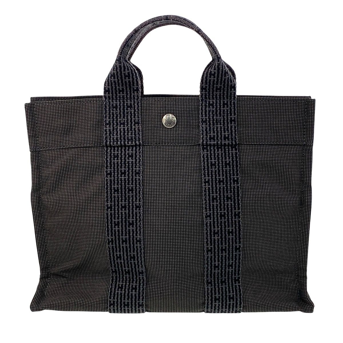 HERMES エルメス エールライン トート PM トートバッグ 101056M ナイロン キャンバス グレー  レディース【中古】