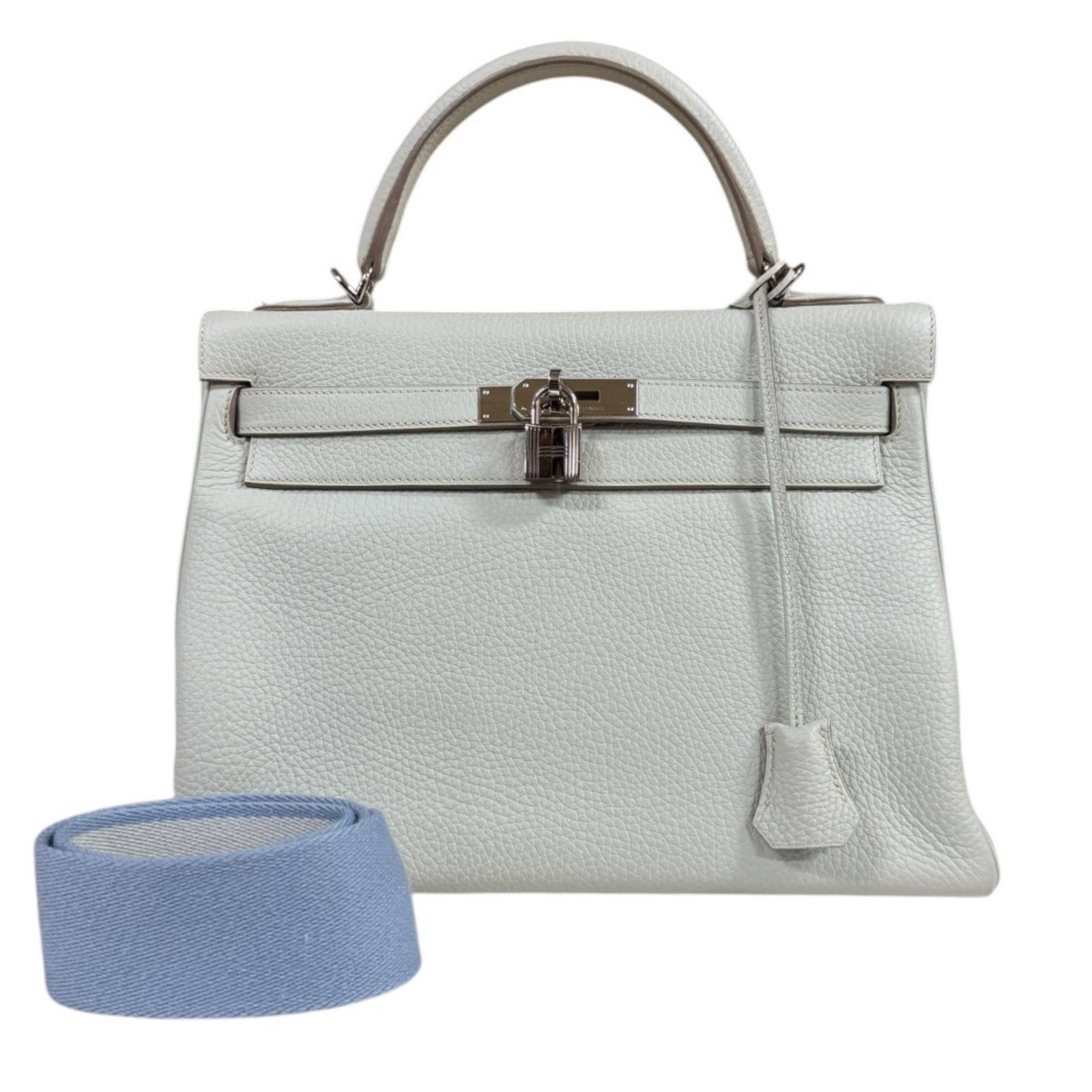エルメス ケリー32 ショルダーバッグ トリヨンクレマンス グレー レディース HERMES 中古