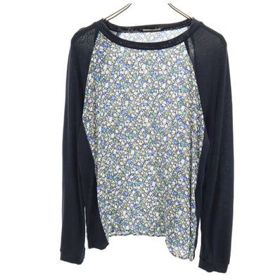 Max Mara WEEKEND LINE マックスマーラ ウィークエンド シルク 花柄 長袖 カットソー M 濃紺