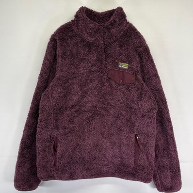 古着 エルエルビーン L.L.Bean フリース ジャケット ハーフボタン 胸ポケット フラップ ワンポイントロゴ M レッド系 レディース