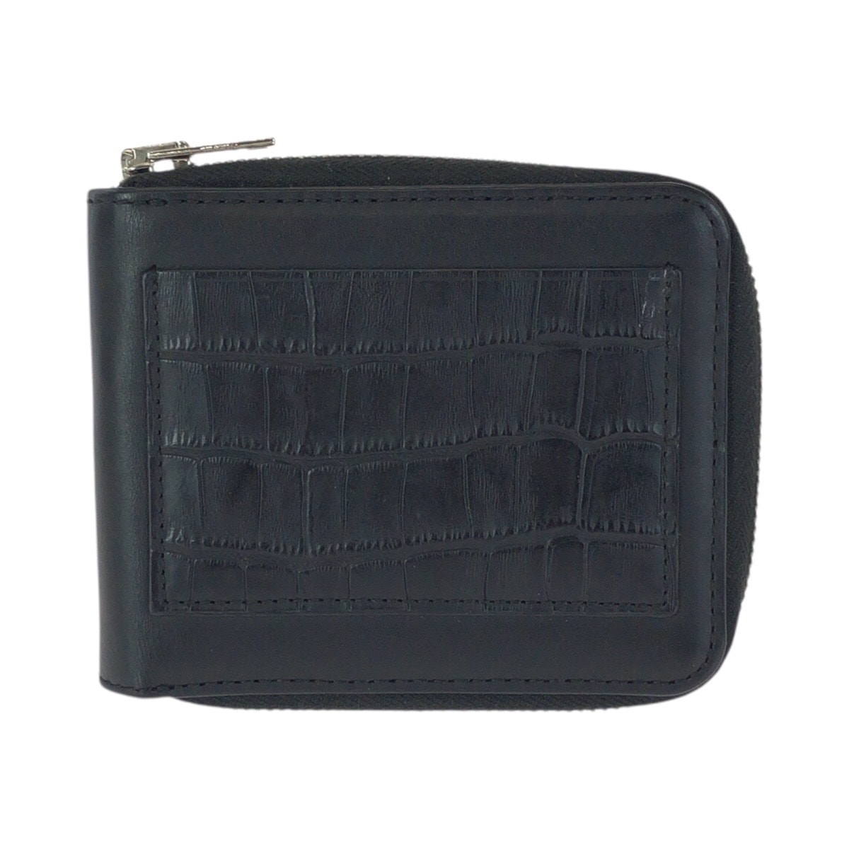 美品 Alexander Wang アレキサンダーワン 型押し ブラック 黒 シルバー金具 レザー 折財布 コンパクトウォレット 603180 【中古】